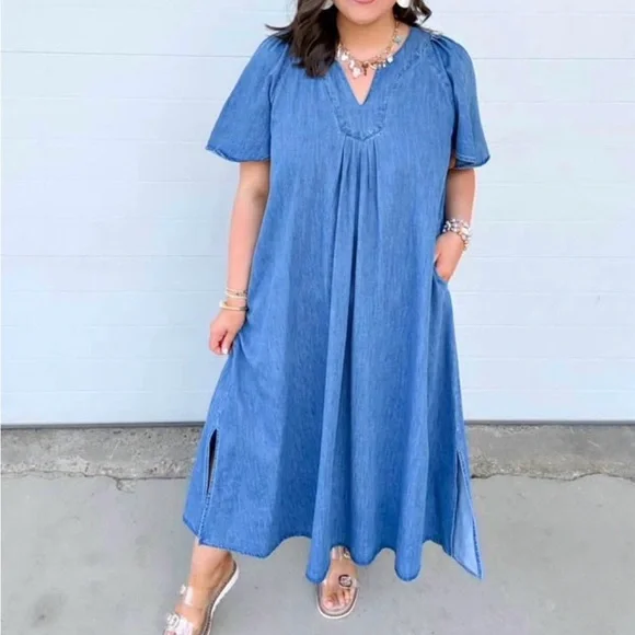 Easel Blue Denim Dress - Picture 2 of 2